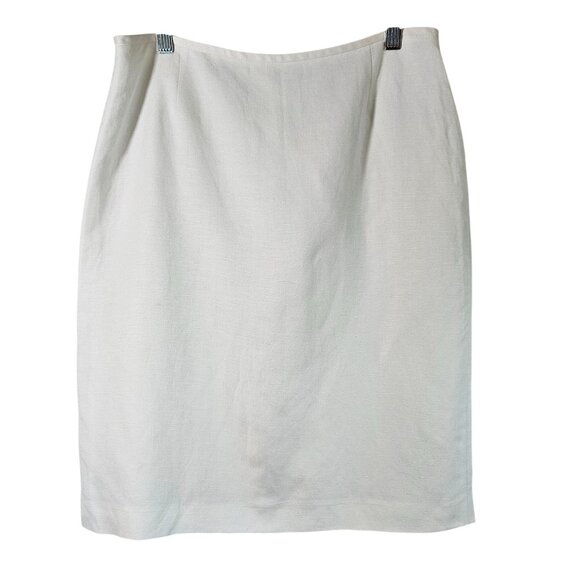 Mix By Tahari Womens Skirt Linen Blend White 8 Elegant Minimalist Quiet Luxury - Picture 3 of 11